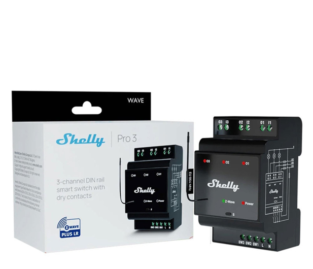 Shelly 3-kanałowy przekaźnik na szynę DIN Qubino Wave Pro 3 Z-Wave - 1490053 - zdjęcie 3
